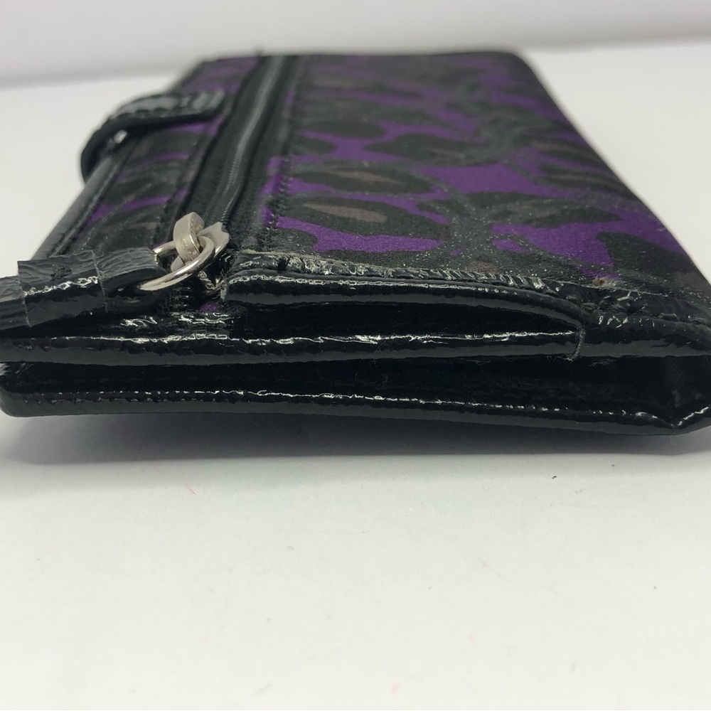 Coach Purple Poppy Daisy Ocelot Print Wallet Snap Leopard Heart Rare Logo - Picture 6 of 16